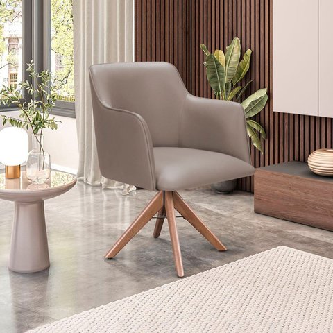 Cadeira para Sala de Estar Marquesa Bege Caqui