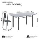 Ver imagem 3 de Conjunto de Mesa Tubular 140cm x 75cm Tampo Granito Ocre com 6 Cadeiras Lívia Prata/Preto