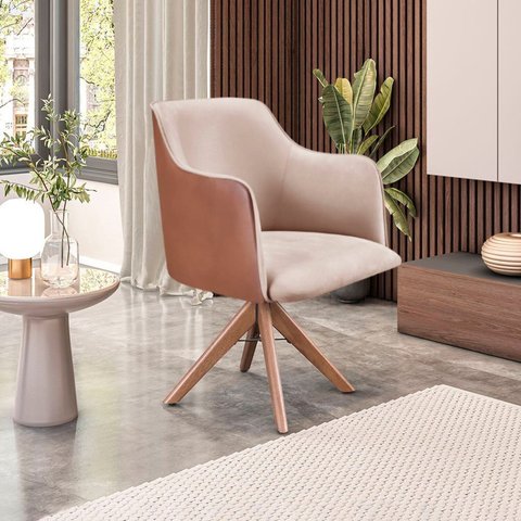 Cadeira para Sala de Estar Marquesa Bege Mel