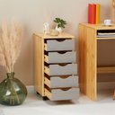 Ver imagem 1 de Gaveteiro Escritório Madeira Maciça 5 Gavetas Rodízios Lagos Idimex