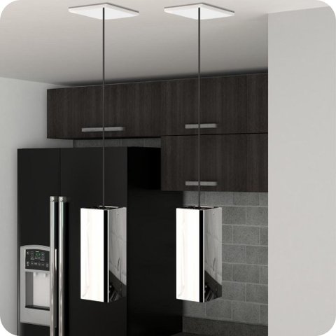 2 Pendentes Industrial Inox Quadrado Moderno Luminária Elg