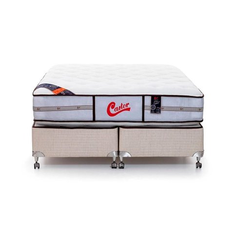 Cama Box + Colchão Castor King Vitagel Classic Double Face Pocket 193x203x63xcm