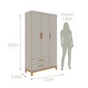 Ver imagem 3 de Guarda-Roupa de Bebê 3 Portas Hellen Cinza/Off White/Betula