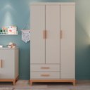 Ver imagem 5 de Guarda-Roupa de Bebê 3 Portas Hellen Cinza/Off White/Betula