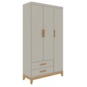 Ver imagem 2 de Guarda-Roupa de Bebê 3 Portas Hellen Cinza/Off White/Betula
