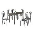 Ver imagem 2 de Conjunto de Mesa Tubular 140cm x 75cm Tampo Ardósia Indiano com 6 Cadeiras Lívia Prata/Preto