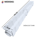 Ver imagem 4 de Ralo Quintal 10x100 Inox Perfurado Coletor Branco Saídas 75mm Borda de Piscina