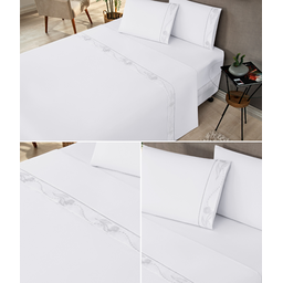 Jogo de lençol para cama king 4 peças jogo de cama bordado micropercal 180 fios - 3