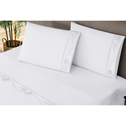 Jogo de lençol para cama king 4 peças jogo de cama bordado micropercal 180 fios - 1