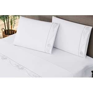 Jogo de lençol para cama king 4 peças jogo de cama bordado micropercal 180 fios