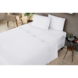 Jogo de lençol para cama king 4 peças jogo de cama bordado micropercal 180 fios - 4