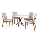 Ver imagem 1 de Conjunto Mesa de Jantar Redonda 120cm June Branca com 4 Cadeiras Garbo Cinza Claro