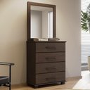 Ver imagem 2 de Cômoda para Quarto 85cm com Espelho Pé Madeira Eduarda Café F07 - Mpozenato