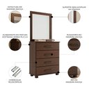 Ver imagem 3 de Cômoda para Quarto 85cm com Espelho Pé Madeira Eduarda Café F07 - Mpozenato