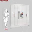 Ver imagem 4 de Guarda Roupa Casal 6 Portas com Espelho e 3 Gavetas York - Branco