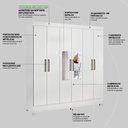 Ver imagem 5 de Guarda Roupa Casal 6 Portas com Espelho e 3 Gavetas York - Branco