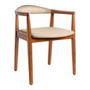 Ver imagem 1 de Cadeira para Mesa de Jantar Mavy 55cm Madeira Maciça com Braço | Linho Bege - Sallar Home