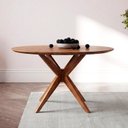 Ver imagem 1 de Mesa de Jantar Base Estrelada de Madeira Maciça 100cm Alice Marrom/Cinamomo