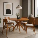 Ver imagem 7 de Mesa de Jantar Base Estrelada de Madeira Maciça 100cm Alice Marrom/Cinamomo