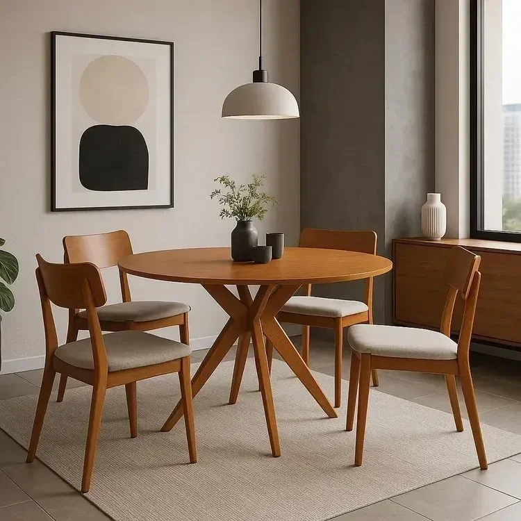 Ver imagem 7 de Mesa de Jantar Base Estrelada de Madeira Maciça 100cm Alice Marrom/Cinamomo