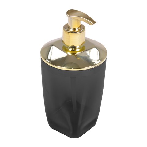 Dispenser Porta Sabonete Líquido Premium Para Pia Banheiro- Wp Connect - Preto-Dourado