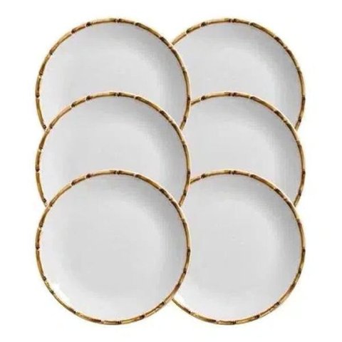 Conj 6 Pratos Raso Bambu