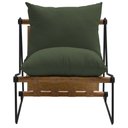 Ver mais imagens de Kit Poltrona com Puff Turim Base Aço Preto Recouro Camel Poliéster Verde Musgo - Nexta Casa