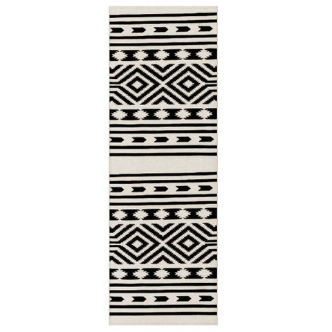 Tapete Passadeira Boho Indigo 45x140cm Natural/preto - Antiderrapante