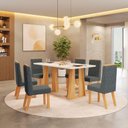 Ver imagem 4 de Mesa Karen 170CEDRO Off White com Kit 6 Cadeiras Sara Cedro Linho Granto-DJ Móveis