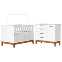 Ver imagem 1 de Jogo de Quarto Infantil Flip Cômoda 1 Porta e Berço Americano Branco Fosco - Reller Móveis