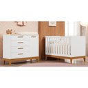 Ver imagem 2 de Jogo de Quarto Infantil Flip Cômoda 1 Porta e Berço Americano Branco Fosco - Reller Móveis
