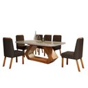 Ver imagem 2 de Conjunto Sala de Jantar com Tampo MDF/Vidro 160CMX80CM Mesa Lotus com 6 Cadeiras Viena Luxo Off White/Marromle/Marrom