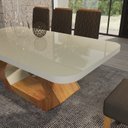 Ver imagem 3 de Conjunto Sala de Jantar com Tampo MDF/Vidro 160CMX80CM Mesa Lotus com 6 Cadeiras Viena Luxo Off White/Marromle/Marrom