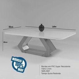 Conjunto Sala de Jantar com Tampo Mdf/vidro 160cmx80cm Mesa Lotus com 6 Cadeiras Viena Luxo - 4
