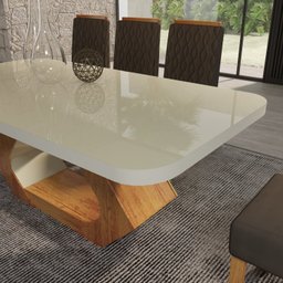 Conjunto Sala de Jantar com Tampo Mdf/vidro 160cmx80cm Mesa Lotus com 6 Cadeiras Viena Luxo - 2