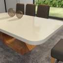 Ver imagem 5 de Conjunto Sala de Jantar com Tampo MDF/Vidro 180CMX90CM Mesa Lotus com 6 Cadeiras Viena Luxo Off White/Marromle/Marrom