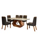Ver imagem 2 de Conjunto Sala de Jantar com Tampo MDF/Vidro 180CMX90CM Mesa Lotus com 6 Cadeiras Viena Luxo Off White/Marromle/Marrom