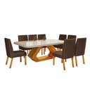 Ver imagem 1 de Conjunto Sala de Jantar com Tampo Mdf/vidro 220cmx110cm Mesa Lotus com 8 Cadeiras Liz