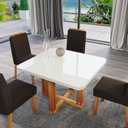 Ver imagem 2 de Conjunto Sala de Jantar com Tampo MDF/Vidro 90CMX90CM Mesa Paolla com 4 Cadeiras Viena Luxo Off White/Marromle/Marrom
