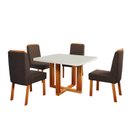 Ver imagem 5 de Conjunto Sala de Jantar com Tampo MDF/Vidro 90CMX90CM Mesa Paolla com 4 Cadeiras Viena Luxo Off White/Marromle/Marrom