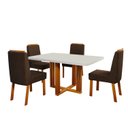 Ver imagem 1 de Conjunto Sala de Jantar com Tampo MDF/Vidro 120CMX80CM Mesa Paola com 4 Cadeiras Viena Luxo Off White/Marromle/Marrom