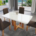 Ver imagem 2 de Conjunto Sala de Jantar com Tampo MDF/Vidro 120CMX80CM Mesa Paola com 4 Cadeiras Viena Luxo Off White/Marromle/Marrom