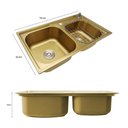 Ver imagem 4 de Cuba Pia Gourmet Luxo Prizi Queenbox Dourada Aço Inox 201 43