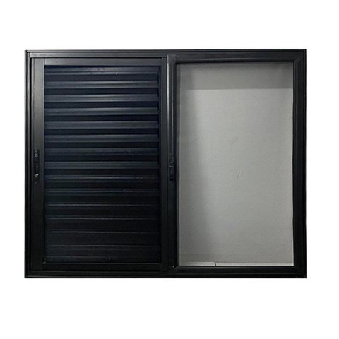 Janela Veneziana 3 Folhas Móveis Tela Mosquiteira 100x120cm Preto Esquadrias Bergamo