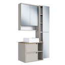 Ver imagem 2 de Conjunto Banheiro Gabinete com Cuba/Espelheira/Armários/LED 96cm Multimóveis Crpro-CON032 Arenas