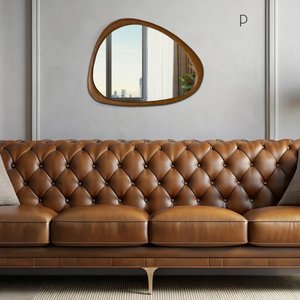 Espelho Decorativo Gringa Corino 84x64cm Orgânico Terracota