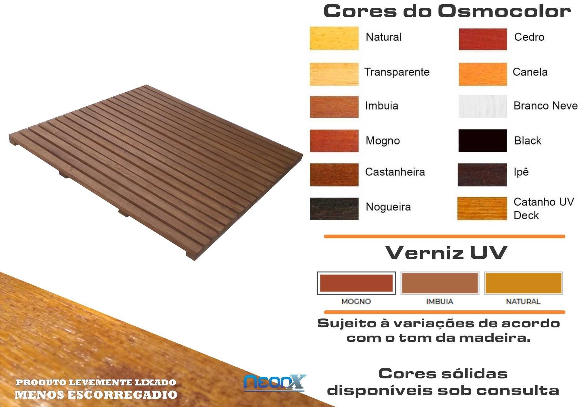 Deck de Madeira Modular 100x100 Cm Réguas 4 Cm com Pintura Neonx:osmocolor Imbuia Semi Tran - 1
