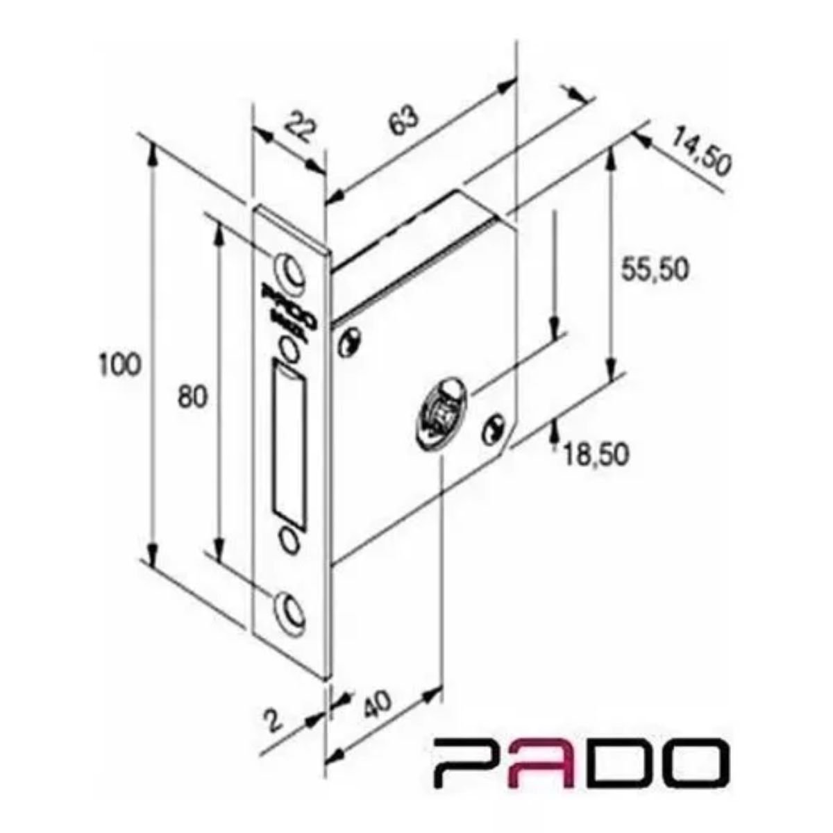 Jogo Fechadura Auxiliar Trava Seguranca Tetra Pado 11500 Branca Quadrada 40mm Mesma Chave Segredo Du - 4