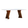 Mesa de Jantar Gus 220x100cm Tampo MDF Laqueado com Vidro - Amêndoa Off White - 1