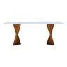 Mesa de Jantar Gus 220x100cm Tampo MDF Laqueado com Vidro - Amêndoa Off White - 3